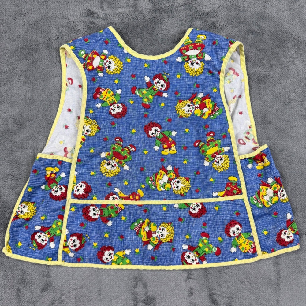 1970s Raggedy Ann & Andy Kids Pinafore Apron Smock Made in USA Size 5-6